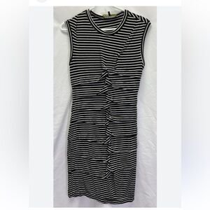 Nicole Miller Studio One Black and White Ruched Midi Dress size M